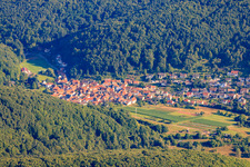 Village in the Palatinate Forest from the south in the district Gräfenhausen in Annweiler am Trifels in the state Rhineland-Palatinate, Germany