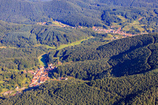 Aerial view of Village in the Palatinate Forest from the southeast in Darstein in the state Rhineland-Palatinate, Germany
