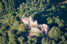 Aerial photograpy of Berwartstein Castle in Erlenbach bei Dahn in the state Rhineland-Palatinate, Germany