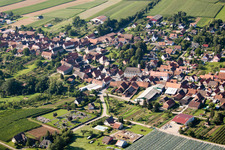 Drone image of Oberhoffen-lès-Wissembourg in the state Bas-Rhin, France