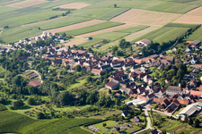 Oberhoffen-lès-Wissembourg in the state Bas-Rhin, France from the drone perspective
