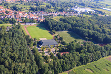 Aerial photograpy of TUS 08 new artificial turf pitch in the district Schaidt in Wörth am Rhein in the state Rhineland-Palatinate, Germany