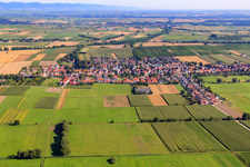 Panorama of the village behind the Viehstrich from the south in Freckenfeld in the state Rhineland-Palatinate, Germany