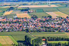 Panorama of the village behind the Viehstrich from the south in Minfeld in the state Rhineland-Palatinate, Germany