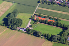 Aerial view of Sports fields of SV1946 Minfeld in Minfeld in the state Rhineland-Palatinate, Germany