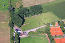 Aerial view of Tennis courts of TC Minfeld in Minfeld in the state Rhineland-Palatinate, Germany