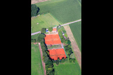 Aerial photograpy of Tennis courts of TC Minfeld in Minfeld in the state Rhineland-Palatinate, Germany