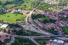 Aerial view of New railway underpass Ottstr in Wörth am Rhein in the state Rhineland-Palatinate, Germany