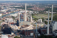 Aerial photograpy of ENBW new building in the district Daxlanden in Karlsruhe in the state Baden-Wuerttemberg, Germany