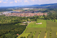 View of the town from the southwest in Muggensturm in the state Baden-Wuerttemberg, Germany