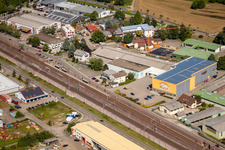 Aerial view of Industriestr in Sinzheim in the state Baden-Wuerttemberg, Germany