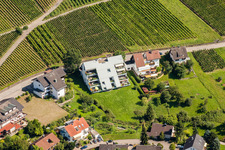 Roof garden landscape in the residential area of a multi-family house settlement on the Umweger Str. in Varnhalt in the state Baden-Wurttemberg, Germany