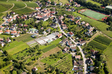 Aerial view of Rebbergstraße with nursery in the district Steinbach in Baden-Baden in the state Baden-Wuerttemberg, Germany