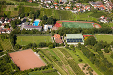 South Baden Sports School, FC Neuweier in the district Steinbach in Baden-Baden in the state Baden-Wuerttemberg, Germany seen from a drone