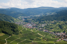From the northwest in the district Untertal in Bühlertal in the state Baden-Wuerttemberg, Germany