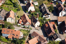 Aerial view of Town View of the streets and houses of the residential areas in the district Eisental in Buehl in the state Baden-Wurttemberg