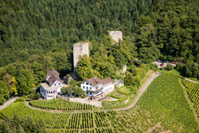 Aerial photograpy of Windeck Castle in the district Riegel in Bühl in the state Baden-Wuerttemberg, Germany