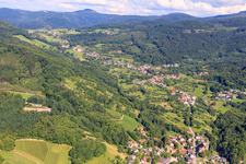 Aerial view of Schwarzwaldstr in the district Neusatz in Bühl in the state Baden-Wuerttemberg, Germany
