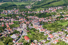 Aerial photograpy of Town View of the streets and houses of the residential areas in Lauf in the state Baden-Wurttemberg, Germany