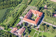 Aerial photograpy of Complex of buildings of the monastery Kloster of Franziskanerinnen Erlenbad e.V. in the district Obersasbach in Sasbach in the state Baden-Wurttemberg, Germany