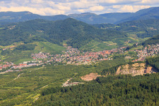 View of the town behind the Waldulm-Renchen quarry in the district Ulm in Renchen in the state Baden-Wuerttemberg, Germany