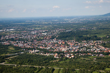 Aerial view of From the southeast in the district Oberachern in Achern in the state Baden-Wuerttemberg, Germany