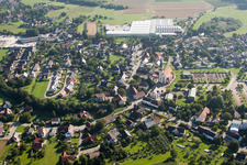 Aerial view of Town View of the streets and houses of the residential areas in the district Grossweier in Achern in the state Baden-Wurttemberg