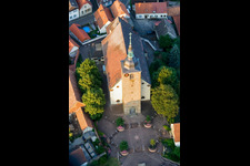 Aerial view of Catholic Church of St. Leodegar in Steinfeld in the state Rhineland-Palatinate, Germany