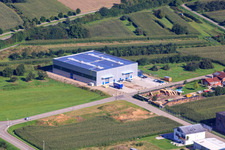 Oblique view of EKO in the Seebhühnstr commercial area in Ottersweier in the state Baden-Wuerttemberg, Germany