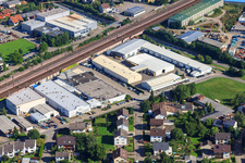 Gutenbergstraße commercial area with K&K Offsetdruck in the district Hatzenweier in Ottersweier in the state Baden-Wuerttemberg, Germany