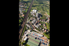 Drone image of Building and production halls on the premises of Muffenrohr GmbH in Ottersweier in the state Baden-Wurttemberg