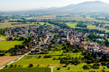 Village - view on the edge of agricultural fields and farmland in Weitenung in the state Baden-Wurttemberg, Germany