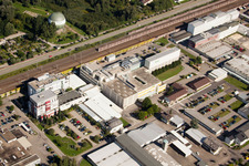 Aerial view of Building and production halls on the premises of Biologische Heilmittel Heel GmbH Dr.-Reckeweg-Strasse in the district Oos in Baden-Baden in the state Baden-Wurttemberg