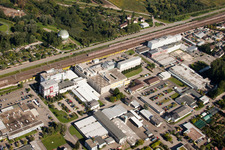 Aerial photograpy of Building and production halls on the premises of Biologische Heilmittel Heel GmbH Dr.-Reckeweg-Strasse in the district Oos in Baden-Baden in the state Baden-Wurttemberg