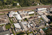 Oblique view of Building and production halls on the premises of Biologische Heilmittel Heel GmbH Dr.-Reckeweg-Strasse in the district Oos in Baden-Baden in the state Baden-Wurttemberg