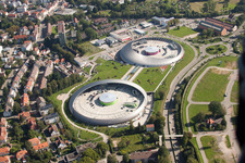 Bird's eye view of Building of the shopping center Shopping Cite in Baden-Baden in the state Baden-Wurttemberg