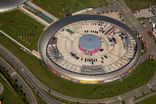 Building of the shopping center Shopping Cite in Baden-Baden in the state Baden-Wurttemberg viewn from the air