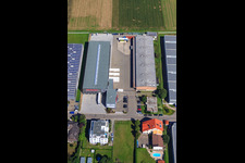 Aerial view of Industrial area Draisstraße Striebich-Logisitik in Muggensturm in the state Baden-Wuerttemberg, Germany