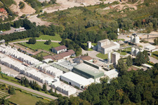 Aerial photograpy of Building and production halls on the premises of Heidelberger Kalksandstein GmbH - factory Durmersheim in Durmersheim in the state Baden-Wurttemberg