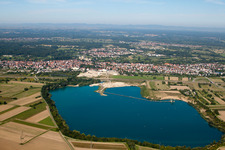 Gravel pit from the east in Durmersheim in the state Baden-Wuerttemberg, Germany