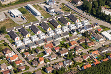Single-family residential area of settlement Douglasienweg in the district Silberstreifen in Rheinstetten in the state Baden-Wurttemberg, Germany