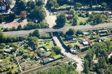 Railway bridge building to route the train tracks in Karlsruhe in the state Baden-Wurttemberg