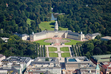 Aerial view of Lock in the district Innenstadt-West in Karlsruhe in the state Baden-Wuerttemberg, Germany