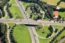 Road over the crossroads B10 mit Ettlinger Allee in Karlsruhe in the state Baden-Wurttemberg
