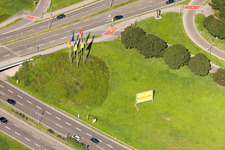 Aerial view of Road over the crossroads B10 mit Ettlinger Allee in Karlsruhe in the state Baden-Wurttemberg