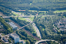 Drone image of Entry and exit area of Edeltrud Tunnel in the district Beiertheim - Bulach in Karlsruhe in the state Baden-Wurttemberg
