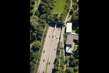 Entry and exit area of Edeltrud Tunnel in the district Beiertheim - Bulach in Karlsruhe in the state Baden-Wurttemberg from the drone perspective