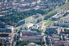 Aerial photograpy of Kriegsstraße East in the district Südstadt in Karlsruhe in the state Baden-Wuerttemberg, Germany