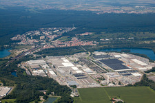 Daimler truck plant from the east in Wörth am Rhein in the state Rhineland-Palatinate, Germany