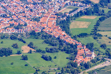 Aerial photograpy of City view from the south in Jockgrim in the state Rhineland-Palatinate, Germany